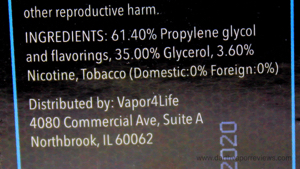 V4L Disposable E-Cigs Vape Sampler Pack Ingredients
